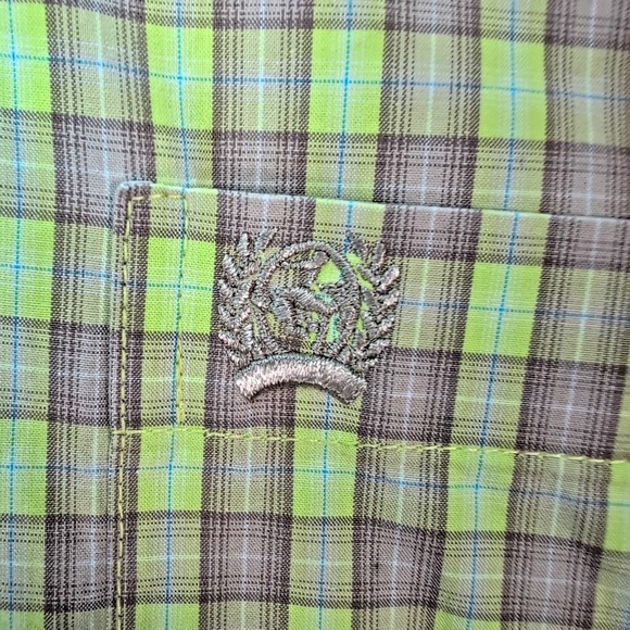 Cinch Dress Shirt Men's XXL Medium Lime Green Plaid Long Sleeve Western Cowboy - Picture 7 of 9